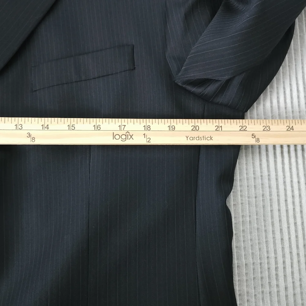 Michael Kors 42L Black Pinstripe Wool‎ Blazer Men's Suit Jacket Long Business